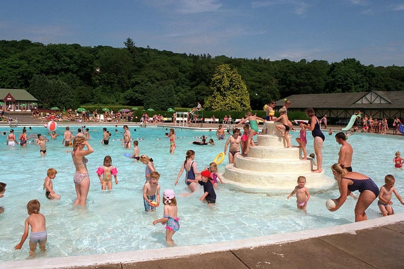 Swimmers enjoy the Ilkley Lido open air swimming pool in July 1997.