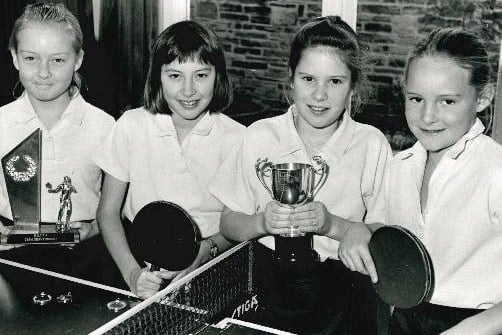 Sandal Endowed Middle School. The winning under 11 girls table tennis team.