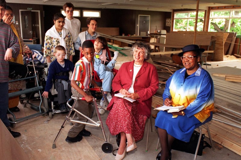 Roundhay Labour councillors Coun Doreen Lewis and Coun Jean White (right) take a seat in a classroom being built at John Jamieson School. They donated money from their ward scheme allowance to help the project.