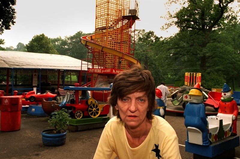 The fun fair in Roundhay Park was facing an uncertain future in August 1996. Pictured is owner Evelyn Miller.