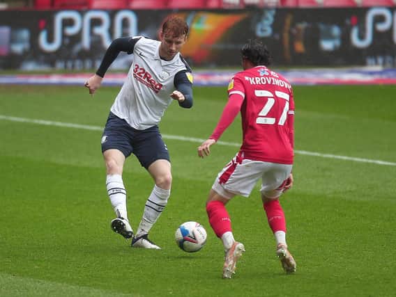 Sepp van den Berg in action for Preston North End against Nottingham Forest at the City Ground.