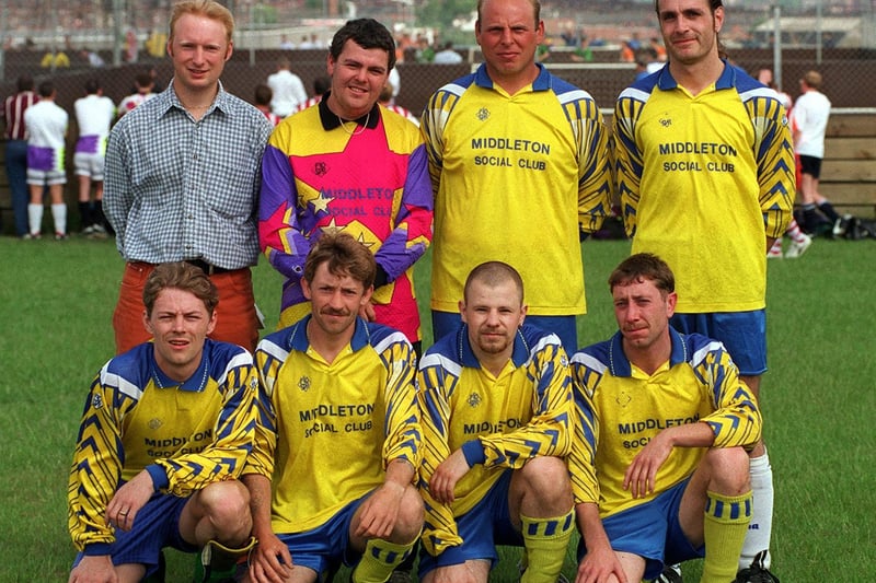 Middleton Park Rangers who took part in a five-a-side competition at South Leeds Stadium. Pictured Paul Cutler (manager), Adrian Tenant, Chris Booth and Les Clay. Front: Adrian Ballantyne, Robert Smith, Darren Buttery and Wayne Clynes.
