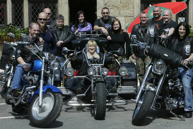 Chris McCafferty MP with bikers at Bid D's, Todmorden, before they set off on a sponsor trip to Lands End in 2007.