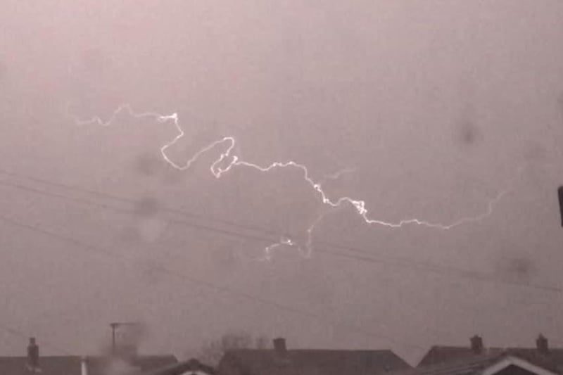 Richard Allen sent in this perfectly-timed shot of a bolt of lightning over the Pinders Heath estate.