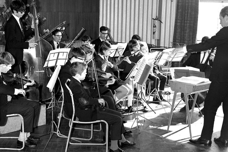 A music concert by pupils at Up Holland Grammar School April 1969