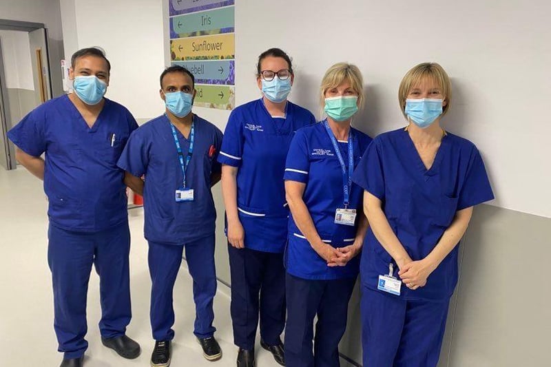 Helen Davies (fourth from left) with her colleagues at the Royal Preston Hospital