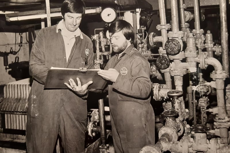 Process worker John Anderton and plant shop steward Charlie Taylor in 1983