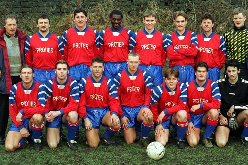 Morley Town FC pictured in January 1997. The team played in the West Riding County Amateur League. Their captain was Alan Beck.