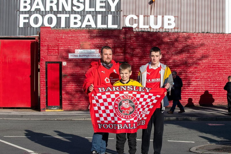 Fans back at Oakwell, the Egland family line up outside the ground waiting to see Barnsley take on Swansea City in the Championship playoffs.