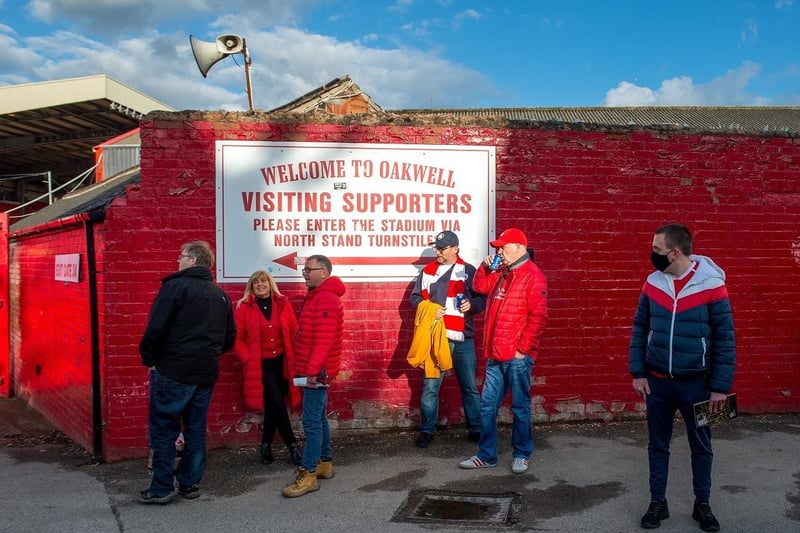 Fans wait outside at Oakwell ahead of Monday night's Championship playoff clash between Barnsley and Swansea.