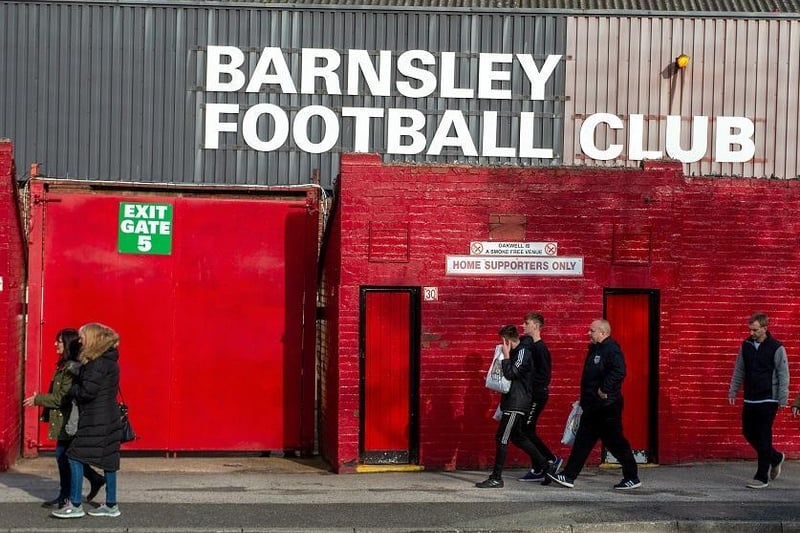 Fansstart to gather outside Oakwell Stadium ahead of Monday's Championship playoff semi-final first leg between Barnsley and Swansea