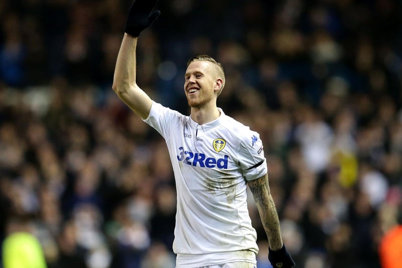 Pontus Jansson celebrates with the fans after Leeds United's Championship victory against Aston Villa at Elland Road in December 2016.