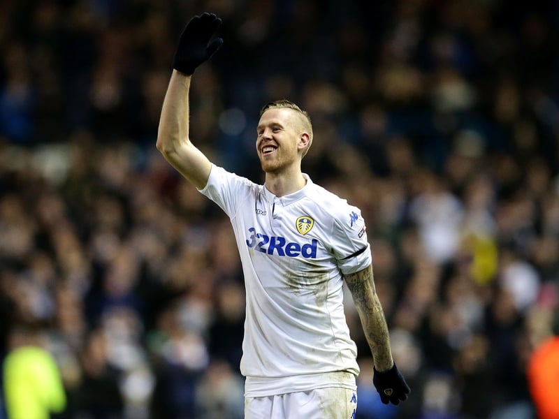 Pontus Jansson celebrates with the fans after Leeds United's Championship victory against Aston Villa at Elland Road in December 2016.