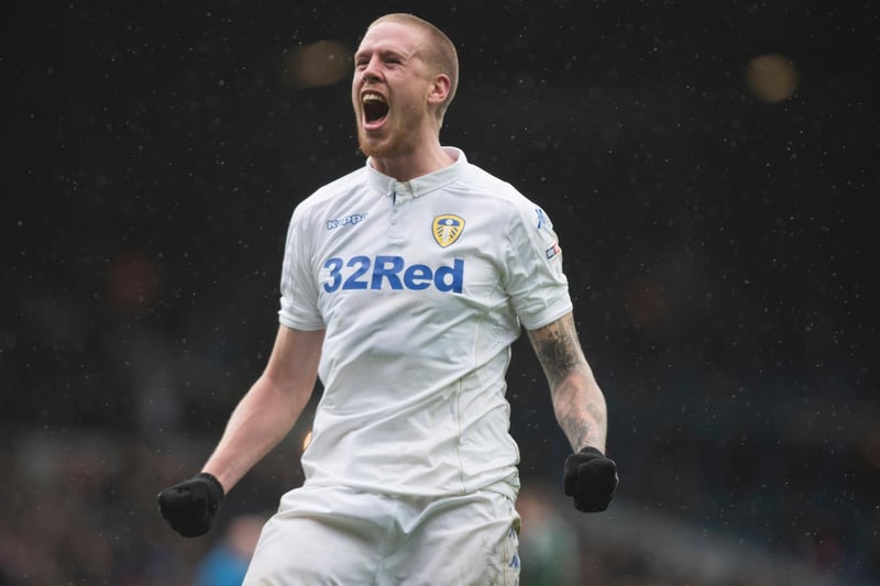 Pontus Jansson celebrates after the Championship clash against Sheffield Wednesday at Elland Road in February 2017.Leeds won 1-0.