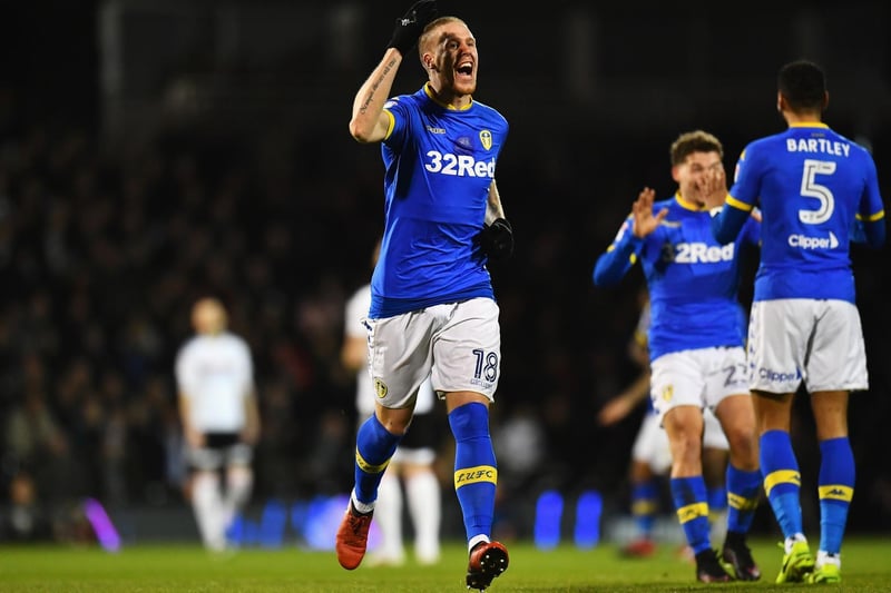 Pontus Jansson celebrates after Fulham's Tim Ream scored an own goal during the  Championship clash at Craven Cottage in March 2017.