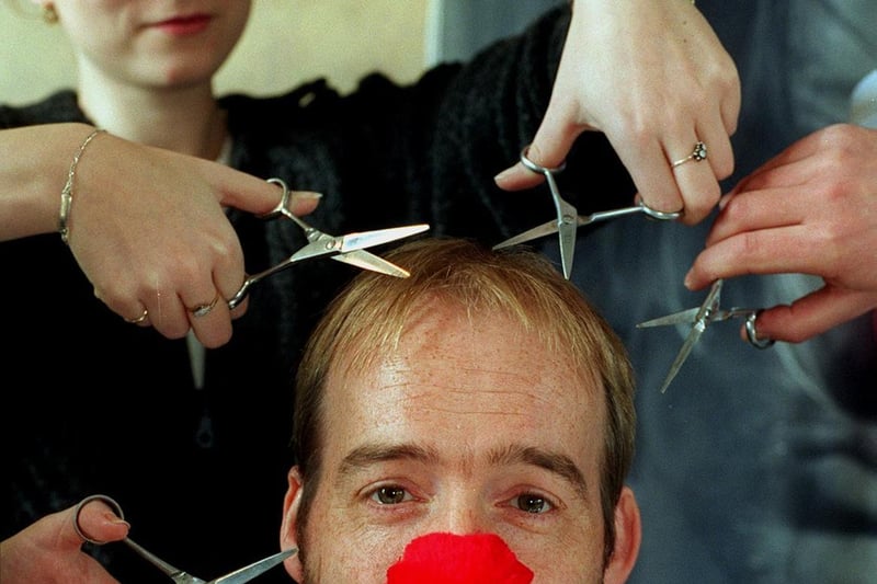 March 1997 and hairdresser John Allen planned to work through the night cutting hair at his salon on New Road Side in aid of Comic Relief.
