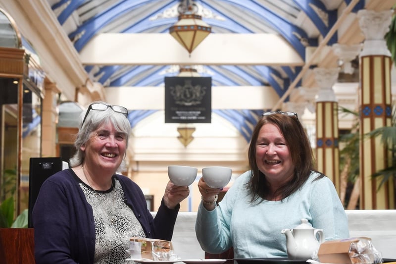 Friends Mary Caveney, 69 and Maria Farrar, 68, were among the first few to sit down for a cup of tea and a sandwich in the Winter Gardens.