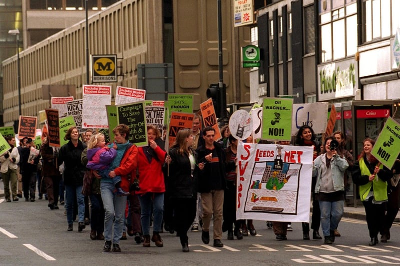 February 1997 and students marched through the city centre campaigning against cuts.