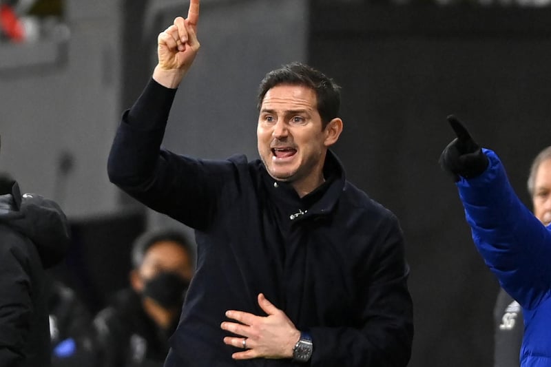 Ex-Chelsea head coach Frank Lampard gestures on the touchline during the English Premier League football match between Fulham and Chelsea at Craven Cottage in London on January 16, 2021.