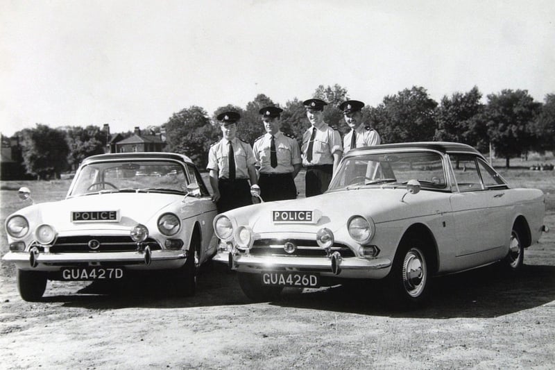 These new Sunbeam Tiger G. T. cars were being used by Leeds City Police's traffic department in July 1966.