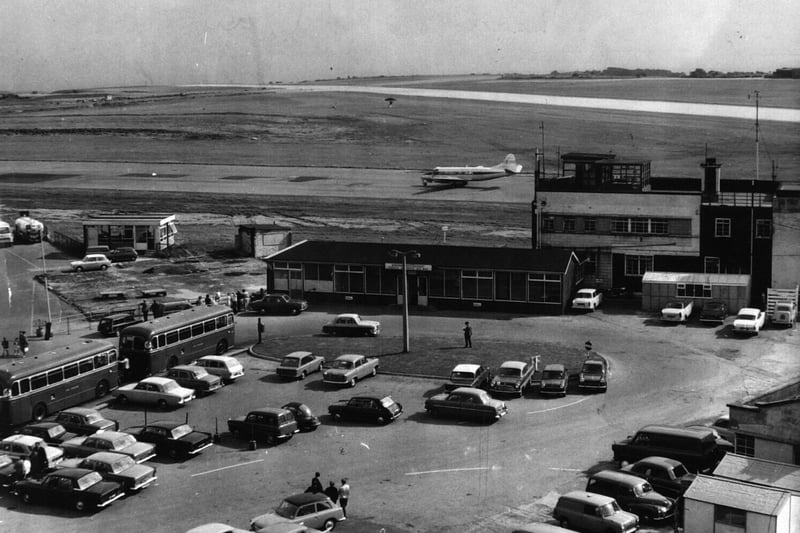 A view from the top of the control tower at Leeds Bradford Airport in 1966.