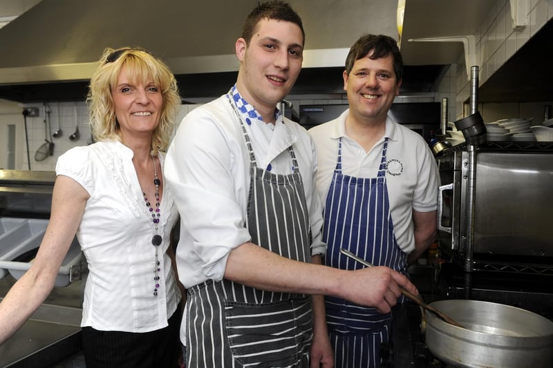 A banquet fit for a Queen... chefs Jill Armitage and Daniel McLean, with head chef David Arnall, of the Blacksmiths Arms in Cloughton, where the Queen was to eat her first ever pub lunch.