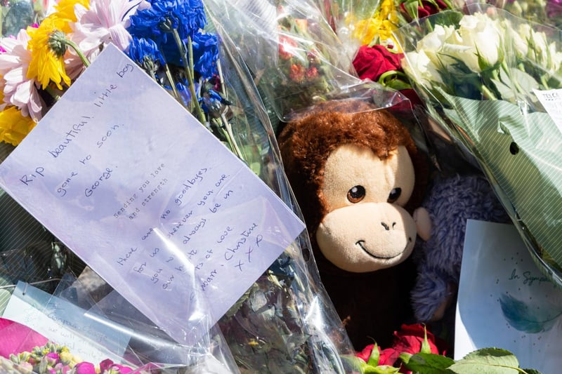 Letters to George were left at a cordon in Mallowdale Avenue.