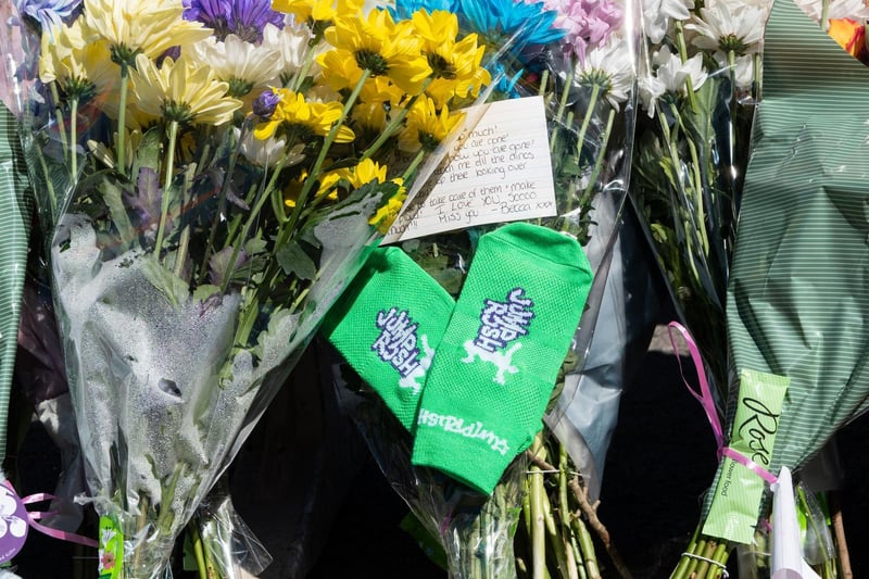 A pair of Jump Rush trampolining socks were placed among the tributes.