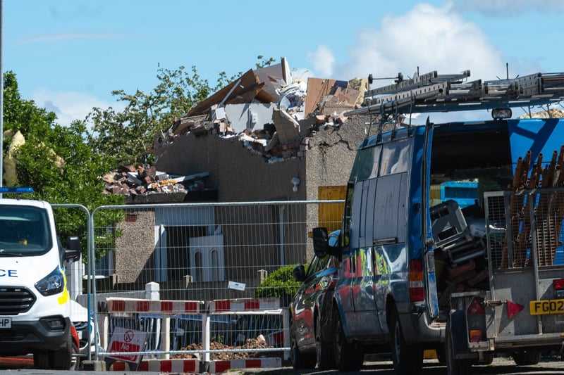 The site of the explosion in Mallowdale Avenue, Heysham, on Wednesday May 19.