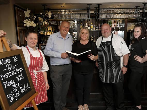 At The Denison Arms are, form left, Shannon Mcclymont, Chris and Zoe Flynn, Mike Squires and Codie Howarth.