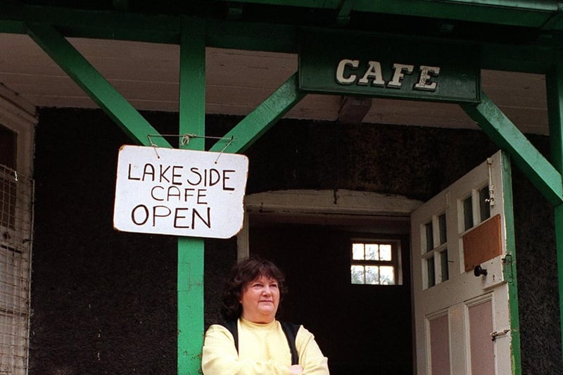 Hazel Webster pictured outside the cafe in October 1997, a month before it closed down.