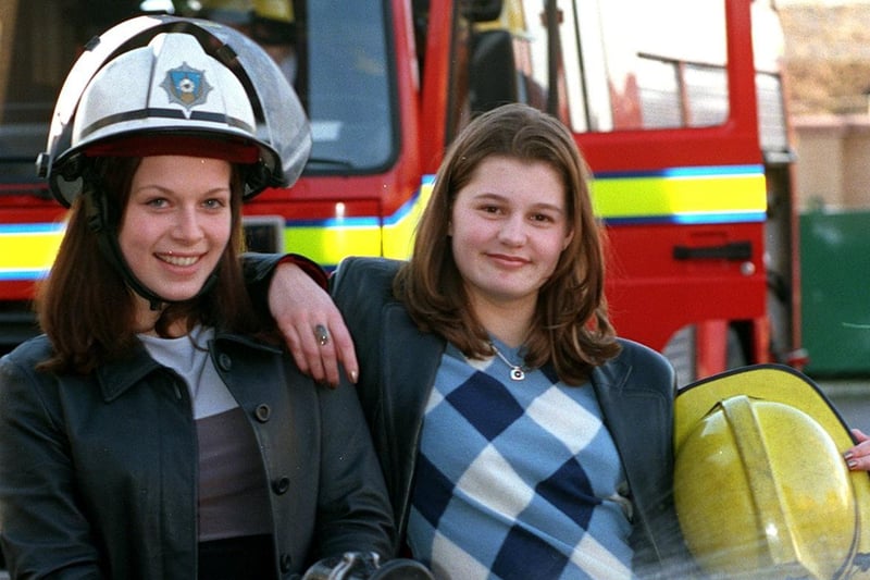 Lynsey Bell and Steph Winter of Wetherby's Really Youthful Theatre Group visited at Leeds Fire Station.