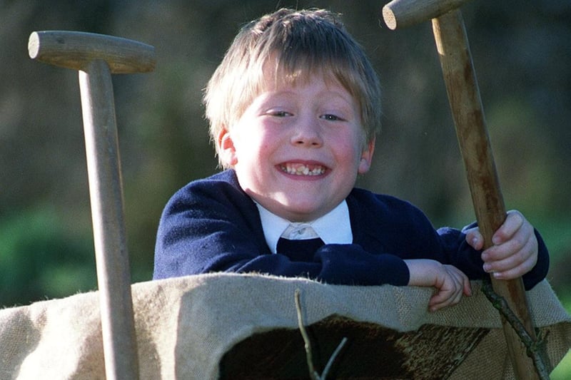 Wetherby St James CofE Primary School was awarded a grant in January 1999 to create woodland paths and wildlife areas. Pictured is pupil Jordan Gregory.