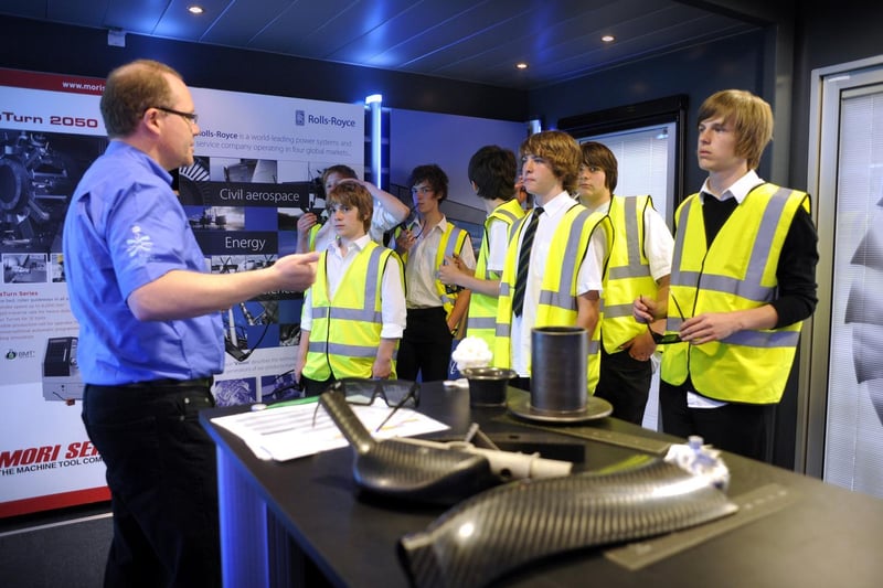 Students from Whitby Community College visit a roadshow for Engineering Week.