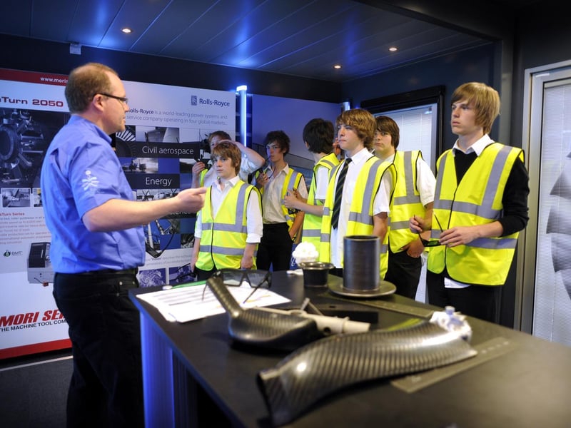 Students from Whitby Community College visit a roadshow for Engineering Week.