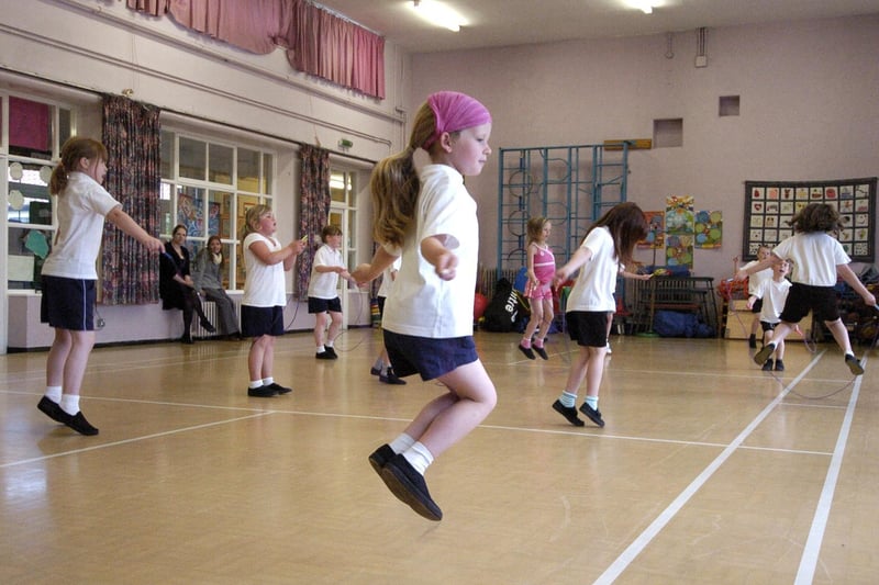 Pupils at East Whitby School take part in a skipping event.