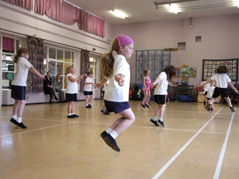 Pupils at East Whitby School take part in a skipping event.