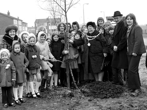 Ince schoolchildren join in with the planting of trees around the town in 1974