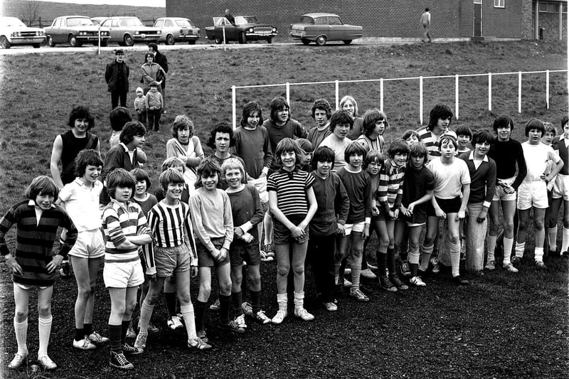The start of the Wigan  Boys Brigade cross country event at Wigan Rugby Union Club in 1974