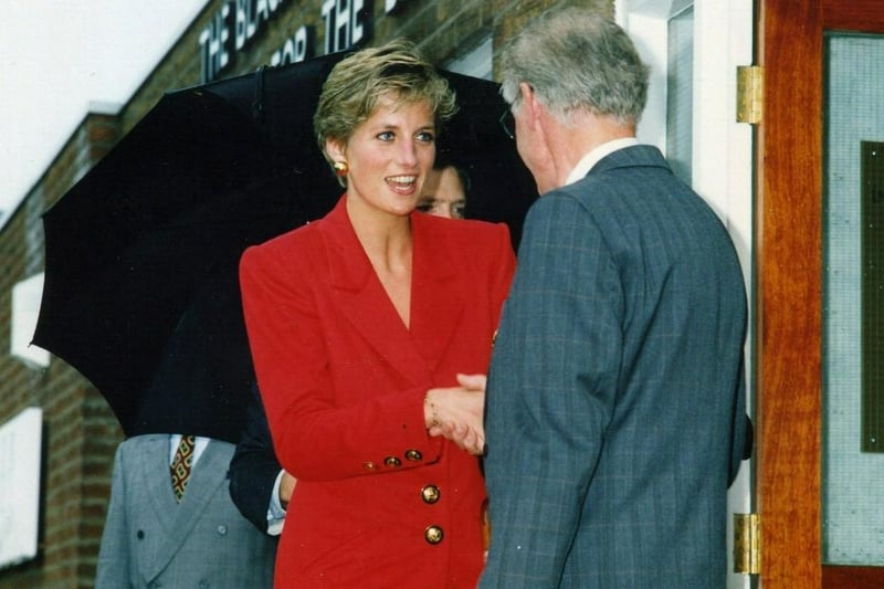 Princess Diana is welcomed to the Industrial Centre for the Blind and Disabled People on Clifton Road, Marton Blackpool in 1991