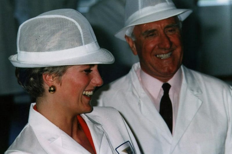 Princess Diana's - princess of wales Visit to Blackpool 2nd July 1991
All smiles from the Princess of wales during a her tour of Symbol Biscuit factory