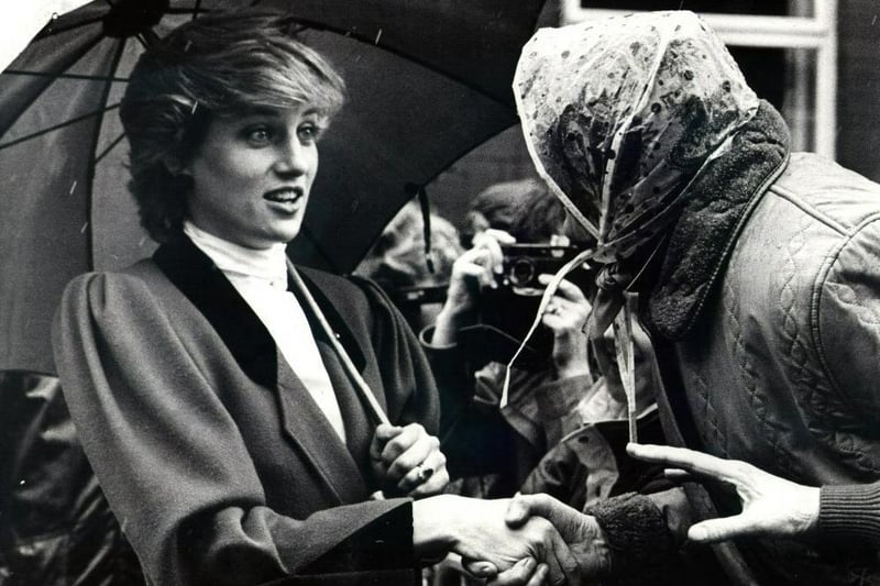 Princess Diana's Visit to Preston, April 1987.
Princess of wales meets pensioner Annie Tardy outside West View Leisure Centre, Preston