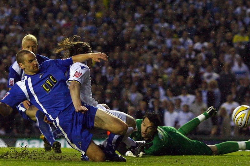 Striker Luciano Becchio scores the opening goal.