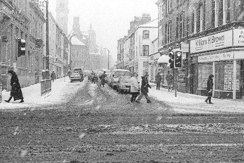February 1991 Wakefield city centre snow