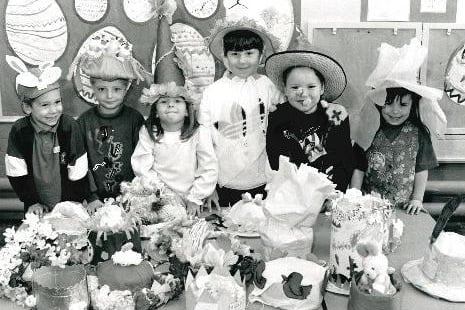 St Peter’s School, Stanley. Children make Easter bonnets