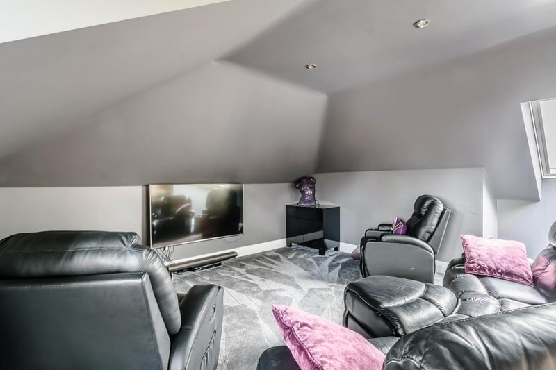 The whole of the second floor is effectively an entertainment suite comprising a large snooker/games room with eaves storage and second guest cloakroom together with the adjoining cinema room.
