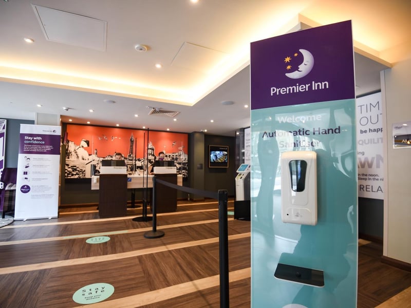 Hand santisers are also positioned throughout the hotel
