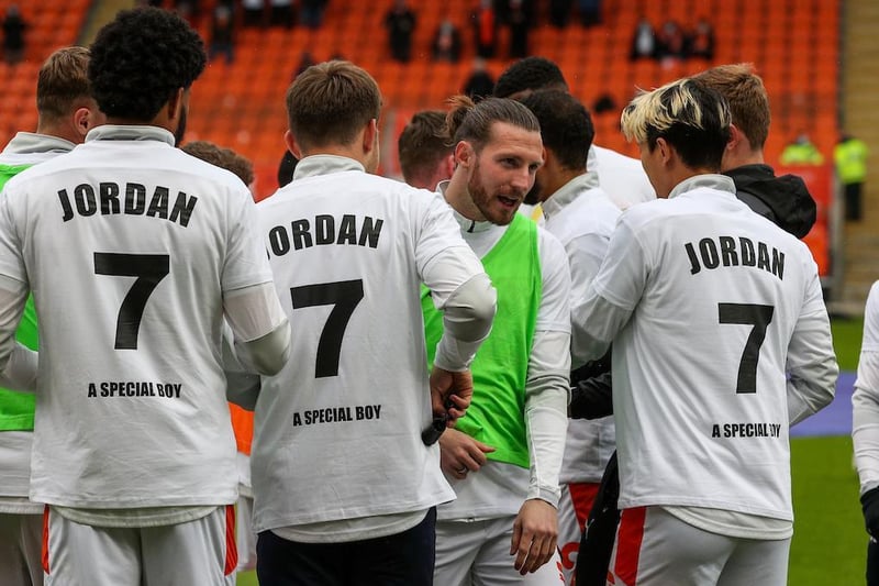 Blackpool's players wore tribute t-shirts during their warm-up