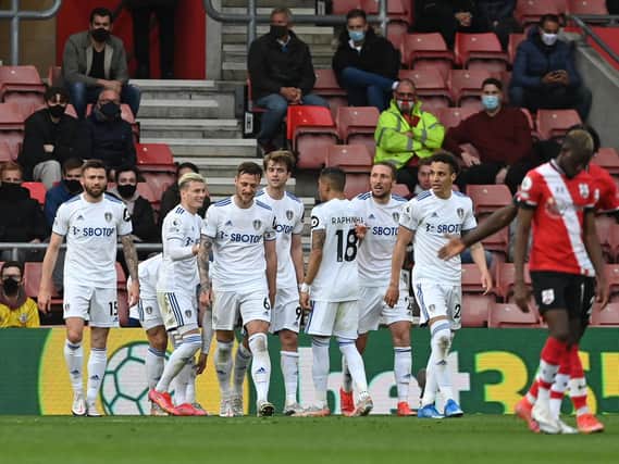 Leeds United celebrate at Southampton. Pic: Getty