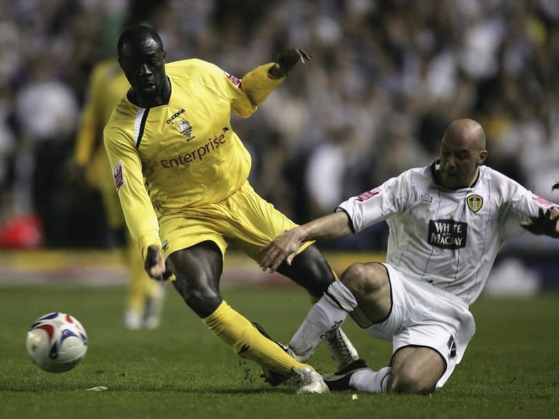Steve Stone tackles Preston North End's Pat Agyemang.